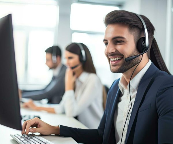 portrait-of-smiling-male-customer-support-operator-in-headset-working-in-office-happy-call-center-agent-using-computer-while-communicating-with-clients-in-the-office-ai-generated-free-photo